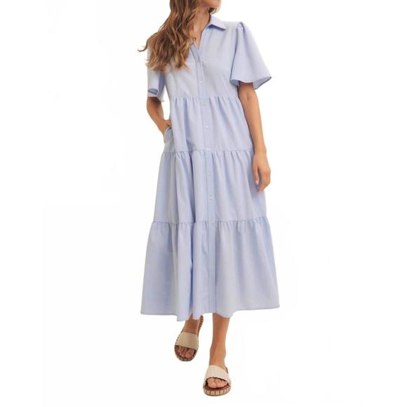 NEW IN FEBRUARY drifting away midi dress in light blue - Picture 1 of 3